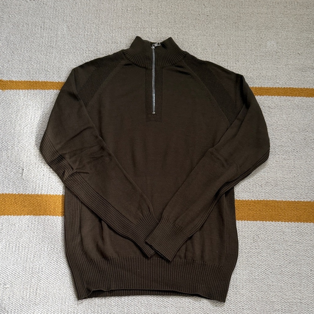 Orlebar Brown Men's Dark Brown Zip-Up Sweater, S